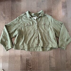 Old‎ Navy Linen Blend Cropped Boxy Utility Army Causal XXL